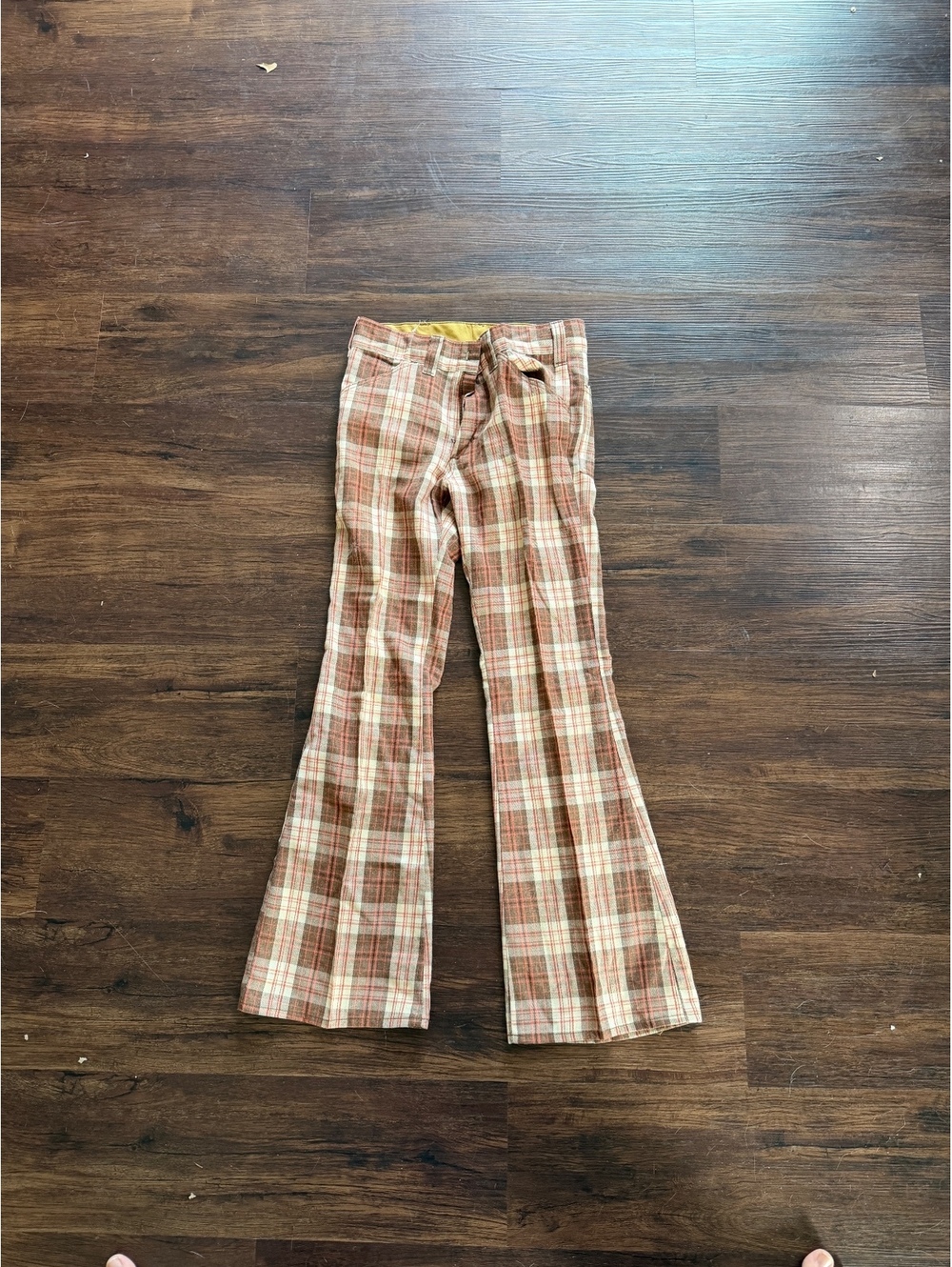 Vintage 70s Brown plaid flare pants